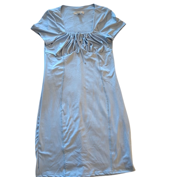 Gaze Sky Blue Gathered Dress - Picture 1 of 5
